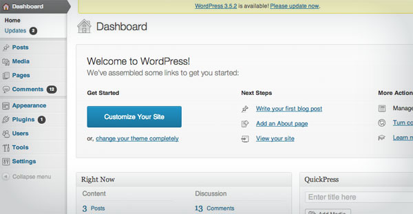 wordpress admin panel